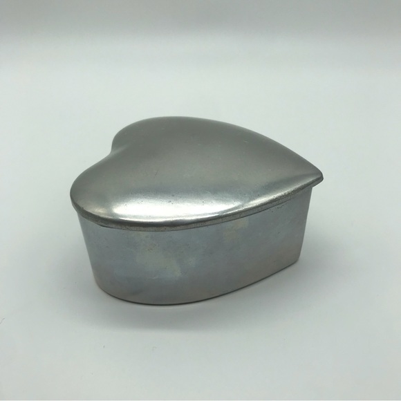 Vintage Jewelry Trinket Box Pewtarex York Silver Pewter Heart Shaped Keepsake - Picture 8 of 14